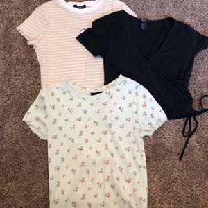 Three, forever 21 size small and medium shirts